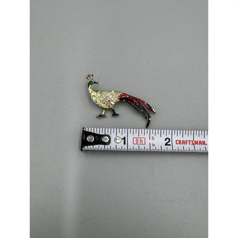 Vintage Multicolored Peacock Bird‎ Lapel Pin Brooch
